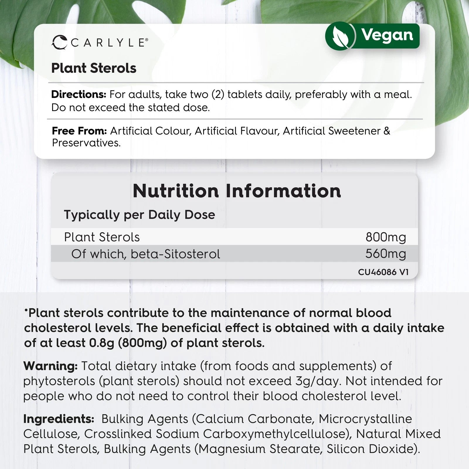 Plant Sterols 800 mg | 90 Tablets