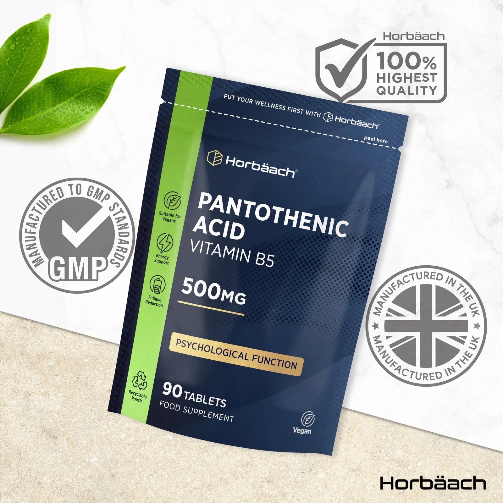 Vitamin B5 Pantothenic Acid 500 mg | 90 Tablets
