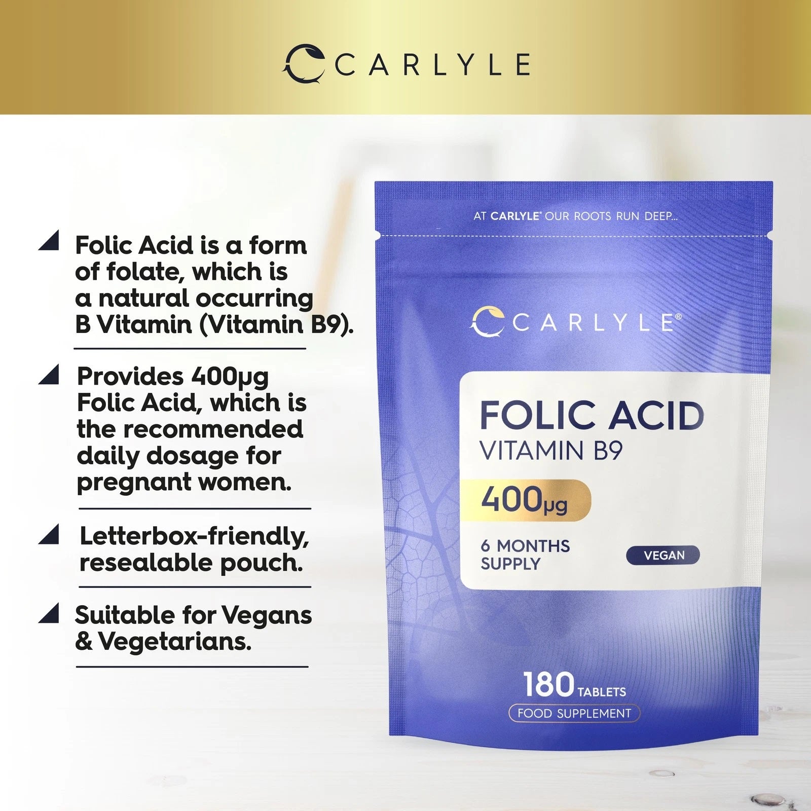 Folic Acid 400 ug | 180 Tablets