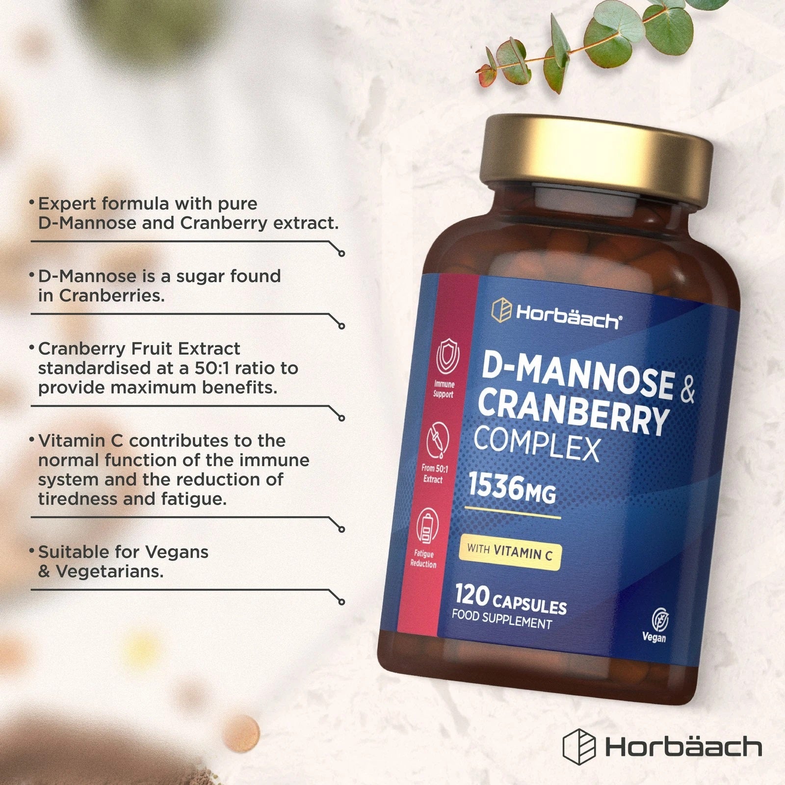 D-Mannose and Cranberry Complex 1536 mg | 120 Capsules