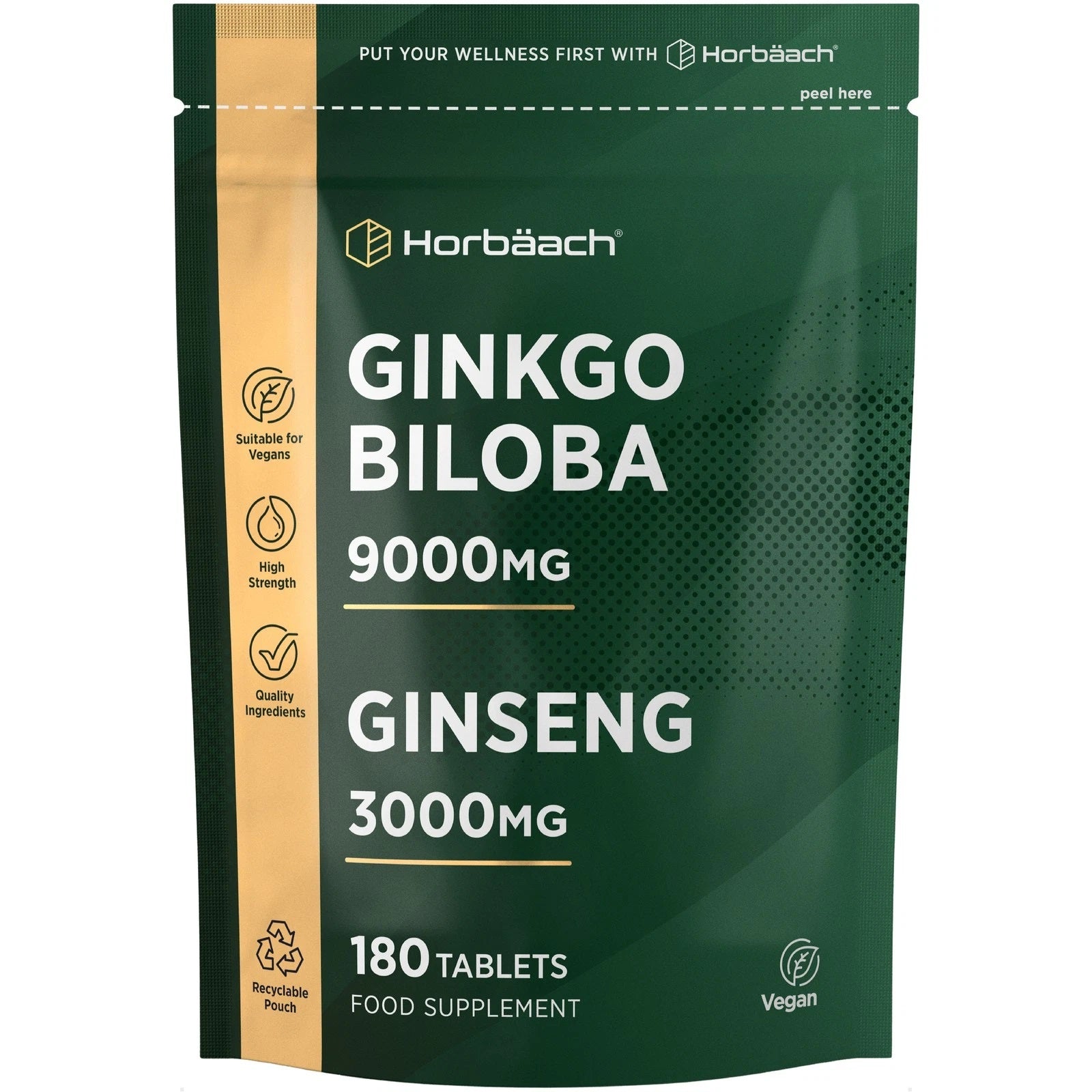 Ginkgo Biloba 9000 mg and Ginseng 3000 mg | 180 Tablets