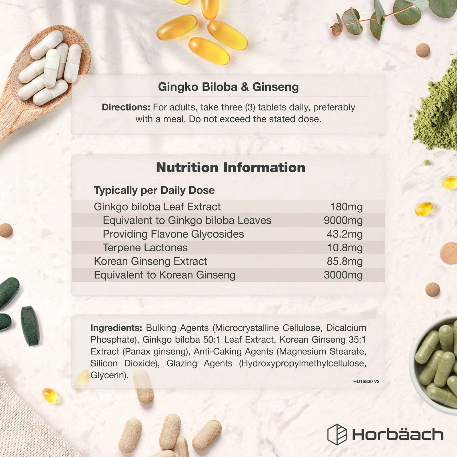 Ginkgo Biloba 9000 mg and Ginseng 3000 mg | 180 Tablets