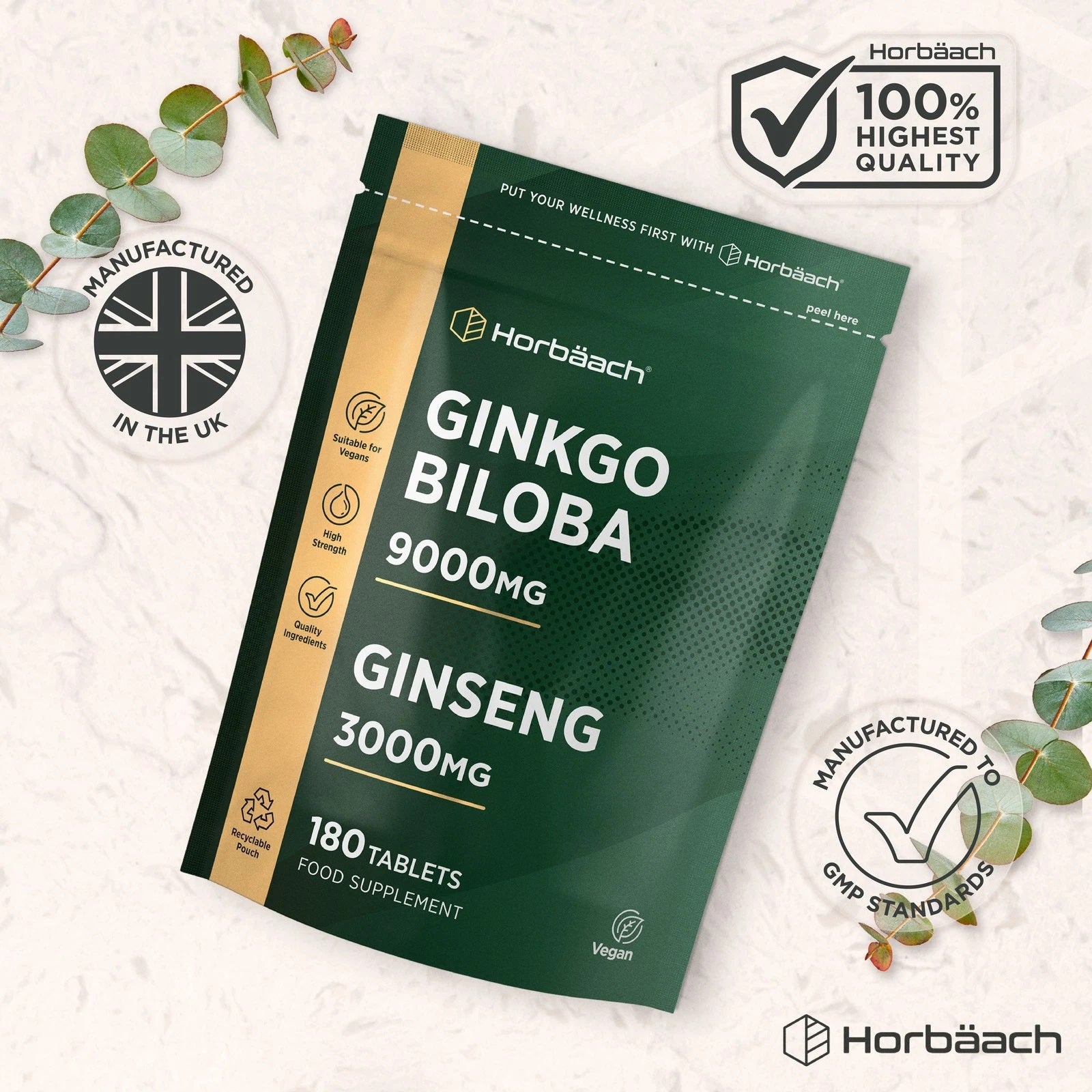 Ginkgo Biloba 9000 mg and Ginseng 3000 mg | 180 Tablets