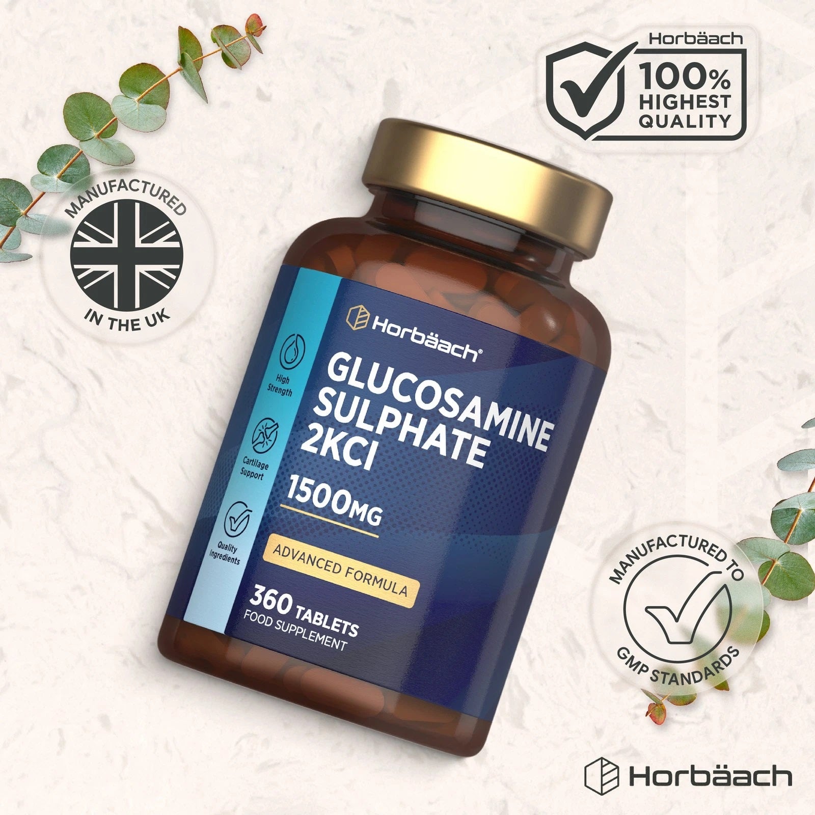 Glucosamine Sulphate 2KCl 1500 mg | 360 Tablets