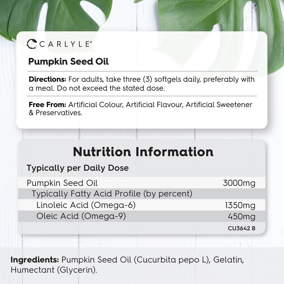 Pumpkin Seed Oil 3000 mg | 90 Softgels