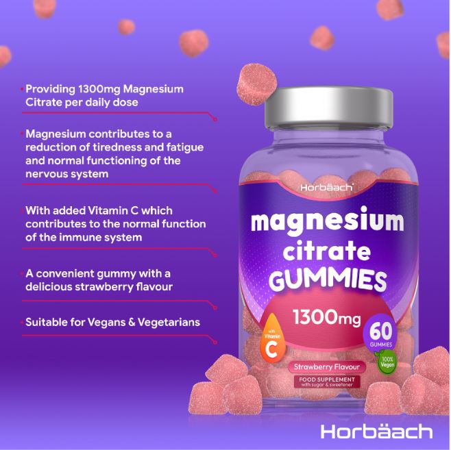 Magnesium Citrate with Vitamin C 1300 mg | 60 Gummies 