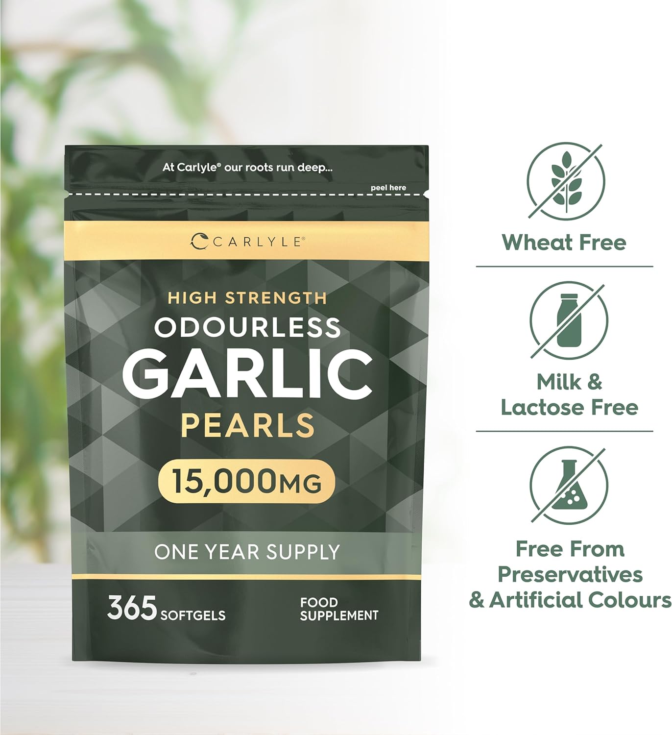 Odourless Garlic Pearls 15,000 mg | 365 Softgels