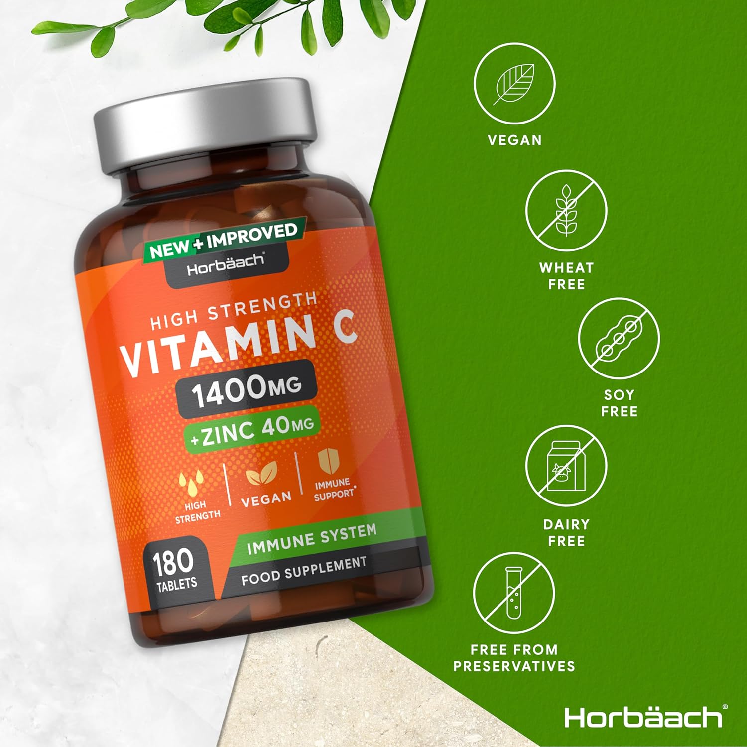Vitamin C 1400 mg and Zinc 40 mg | 180 Tablets