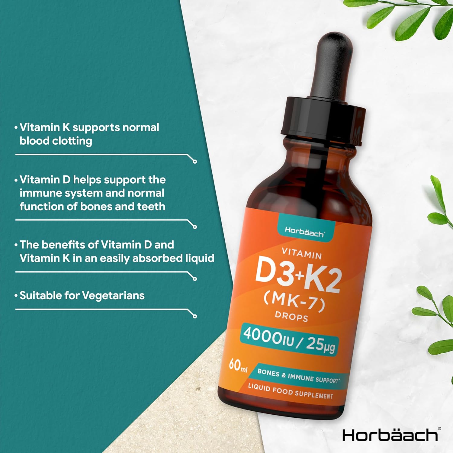 Vitamin D3 4000 IU & K2 MK7 25 µg Liquid | 60 ml