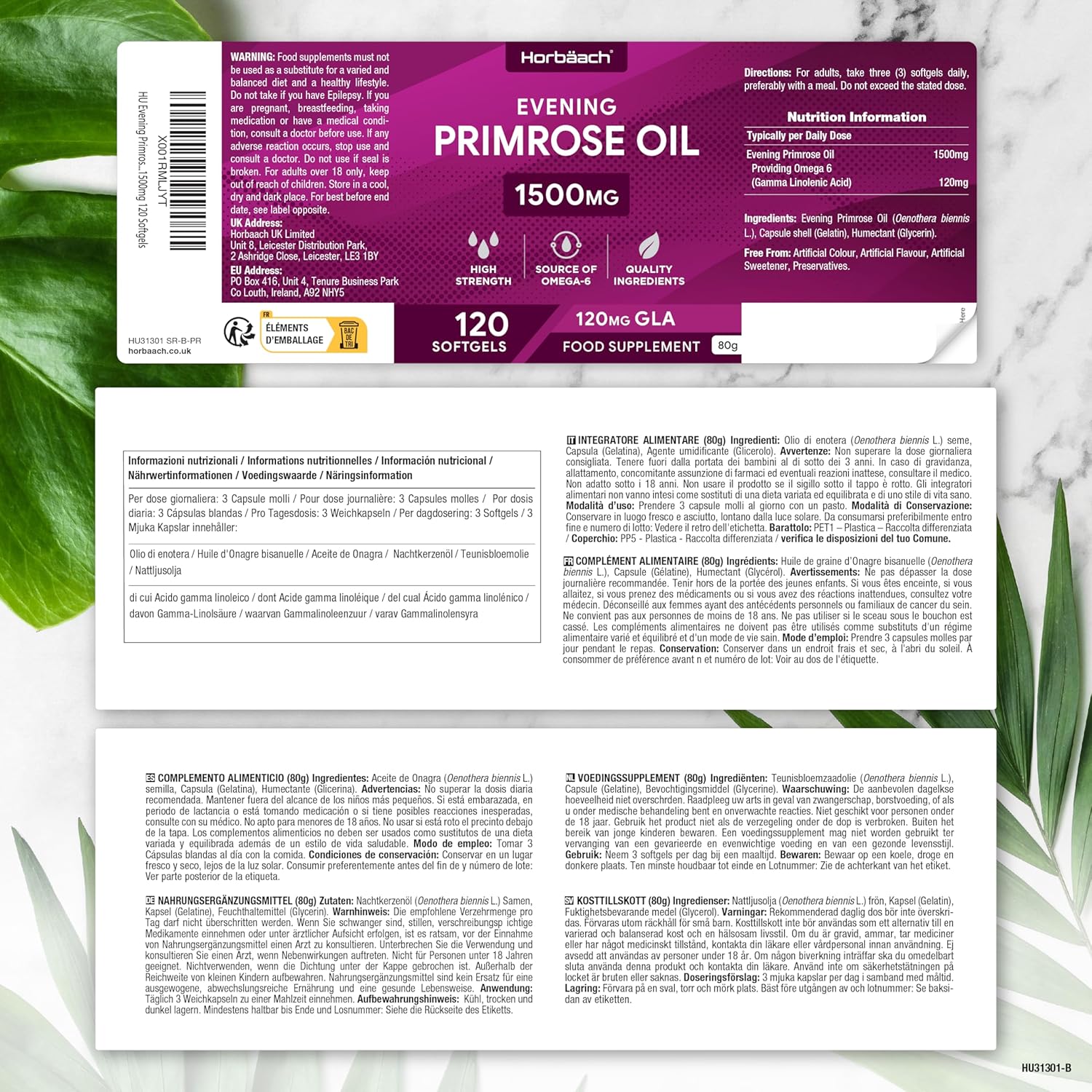 Evening Primrose Oil 1500 mg | 120 Softgels