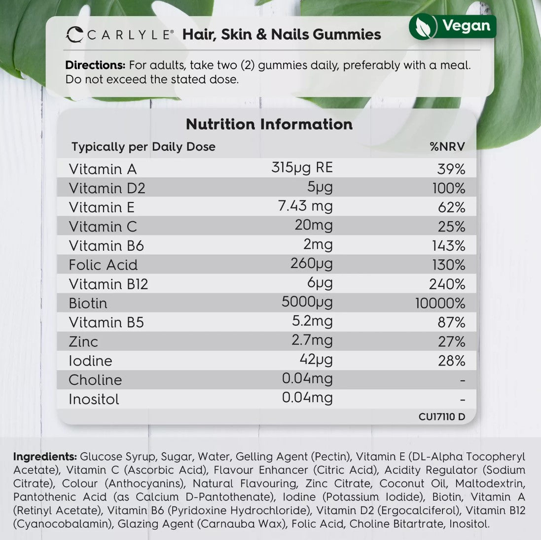 Hair Skin and Nails Vitamins | 120 Gummies