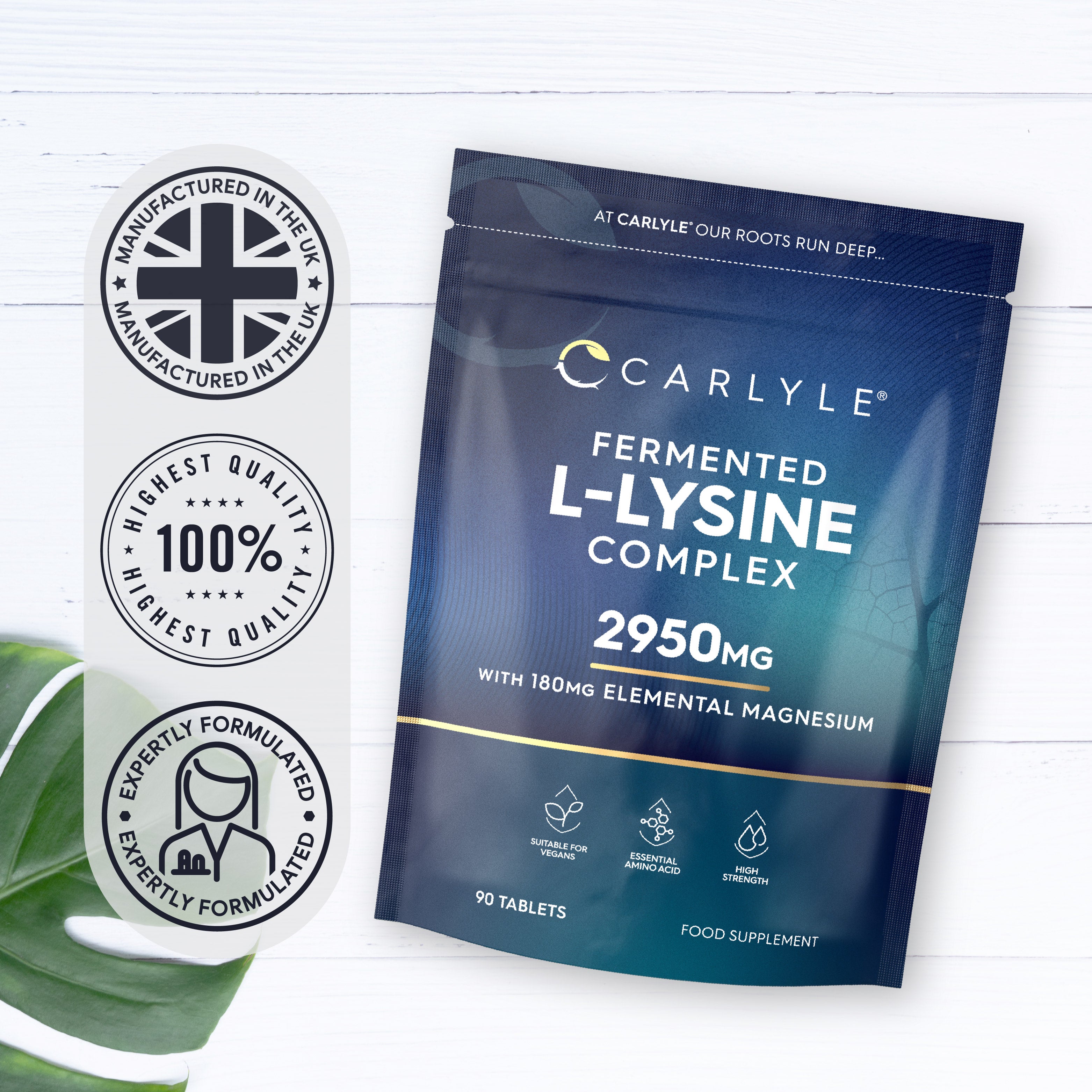 Infographic indicating UK manufacturing, 100% highest quality, expertly formulated.