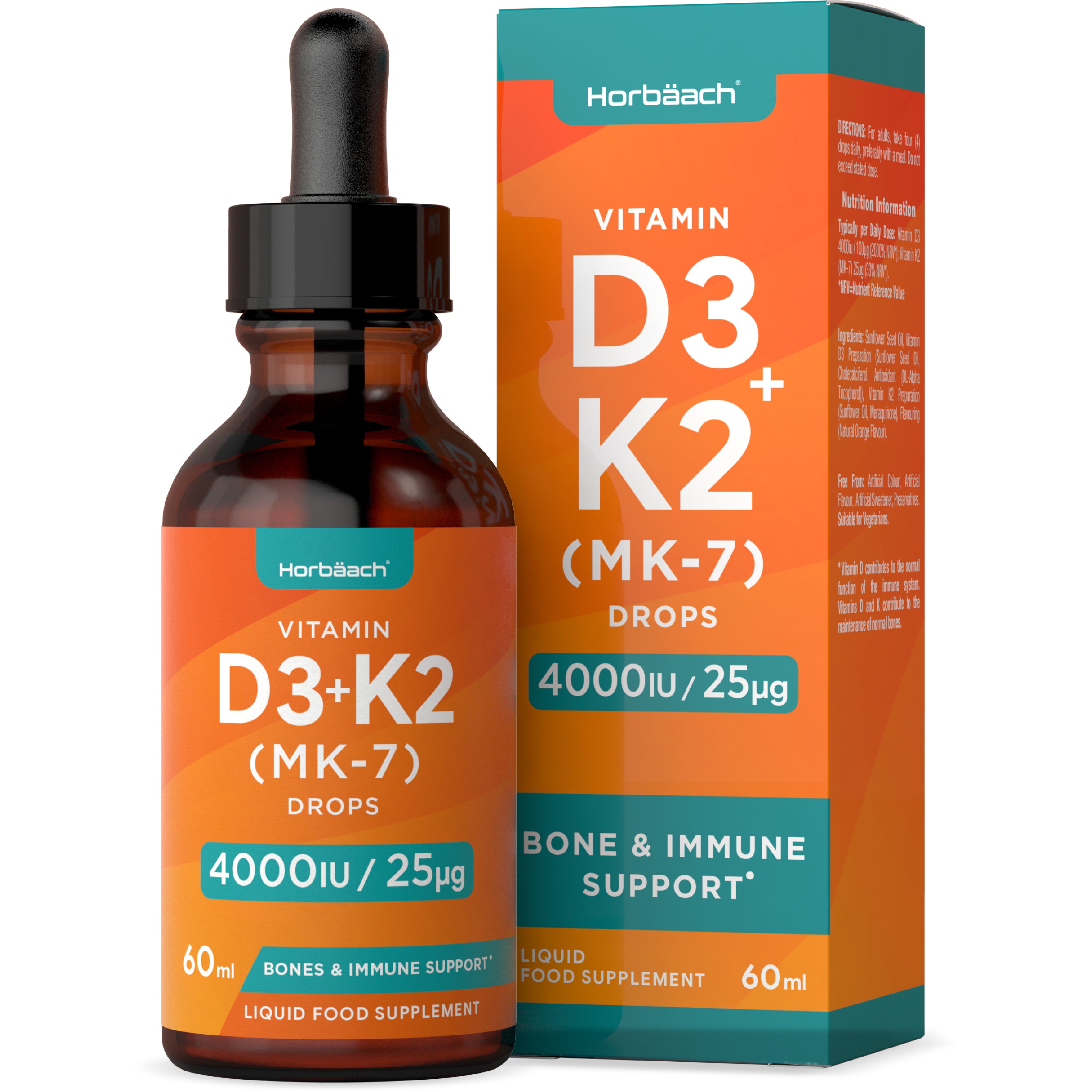 Vitamin D3 4000 IU & K2 MK7 25 µg Liquid | 60 ml