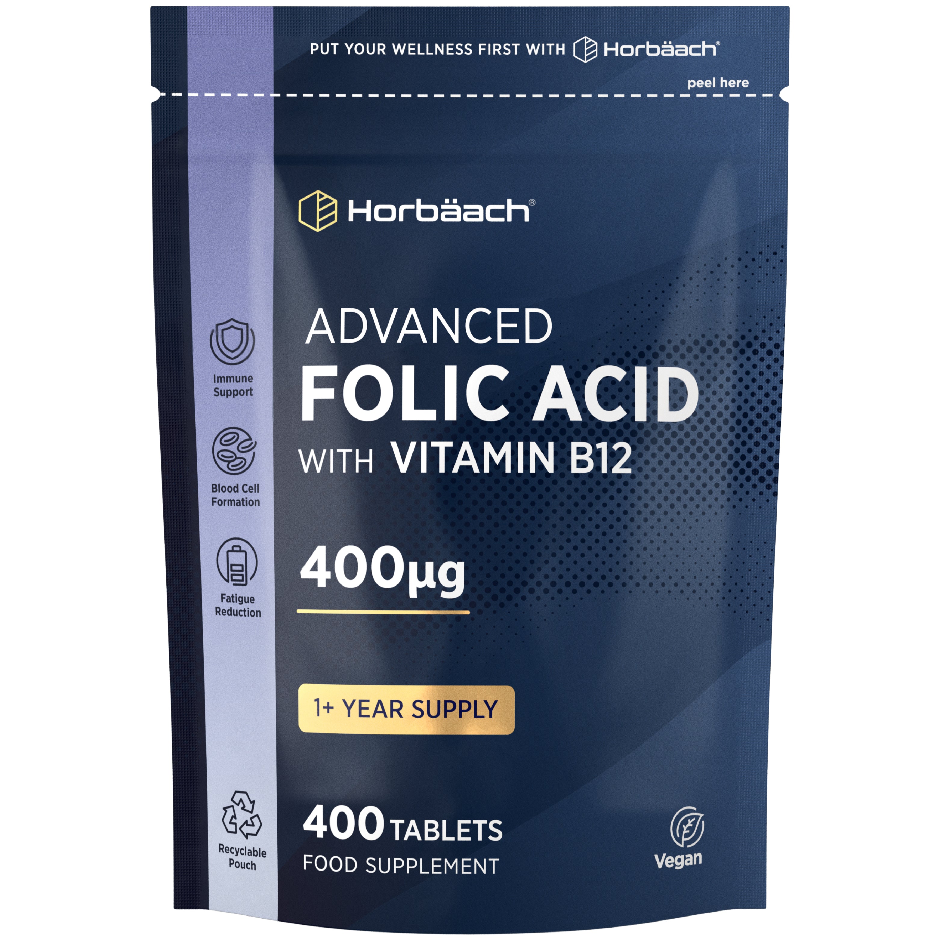Folic Acid 400 ug with Vitamin B12 | 400 Tablets
