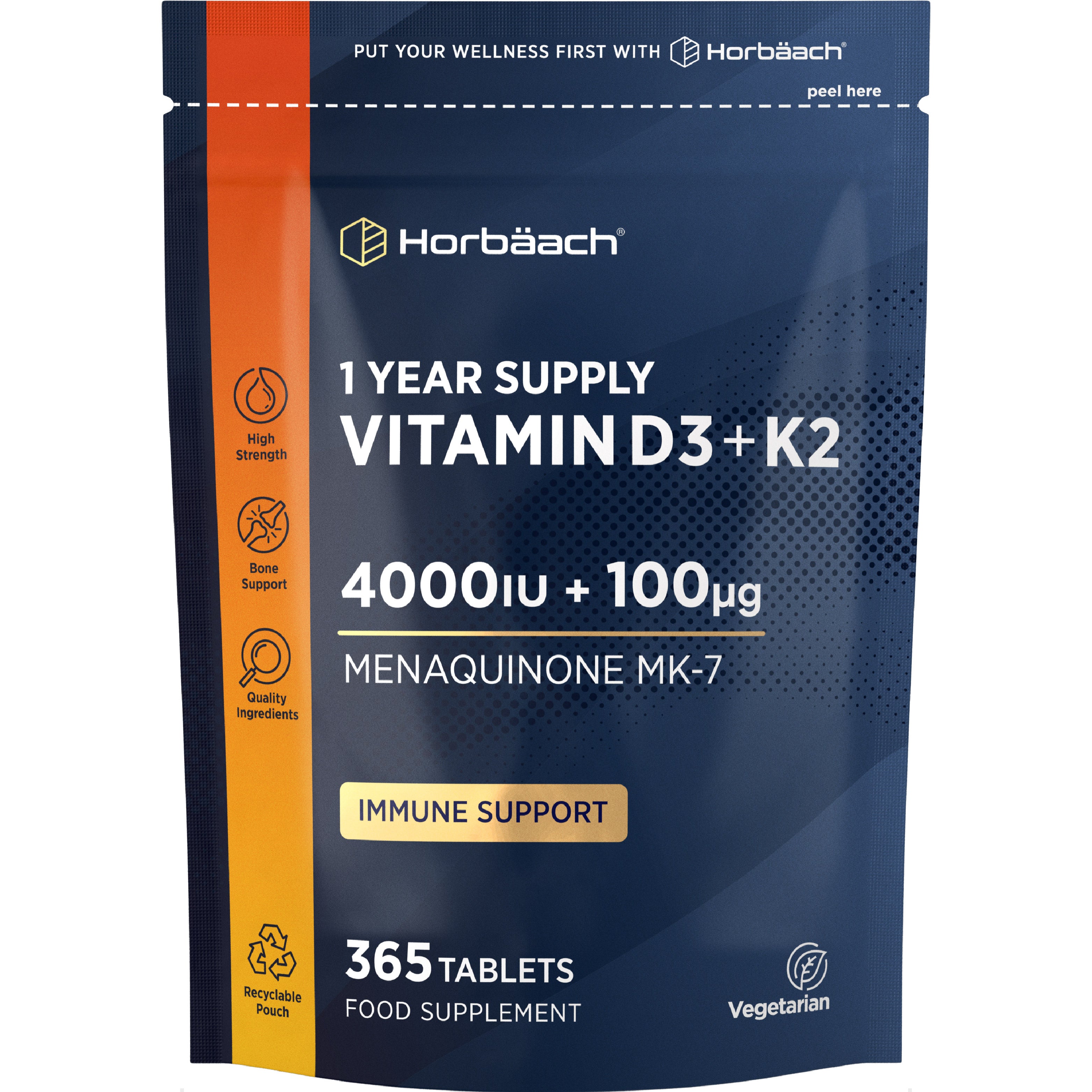 Vitamin D3 4000 IU & K2 MK7 100 µg | 365 Tablets