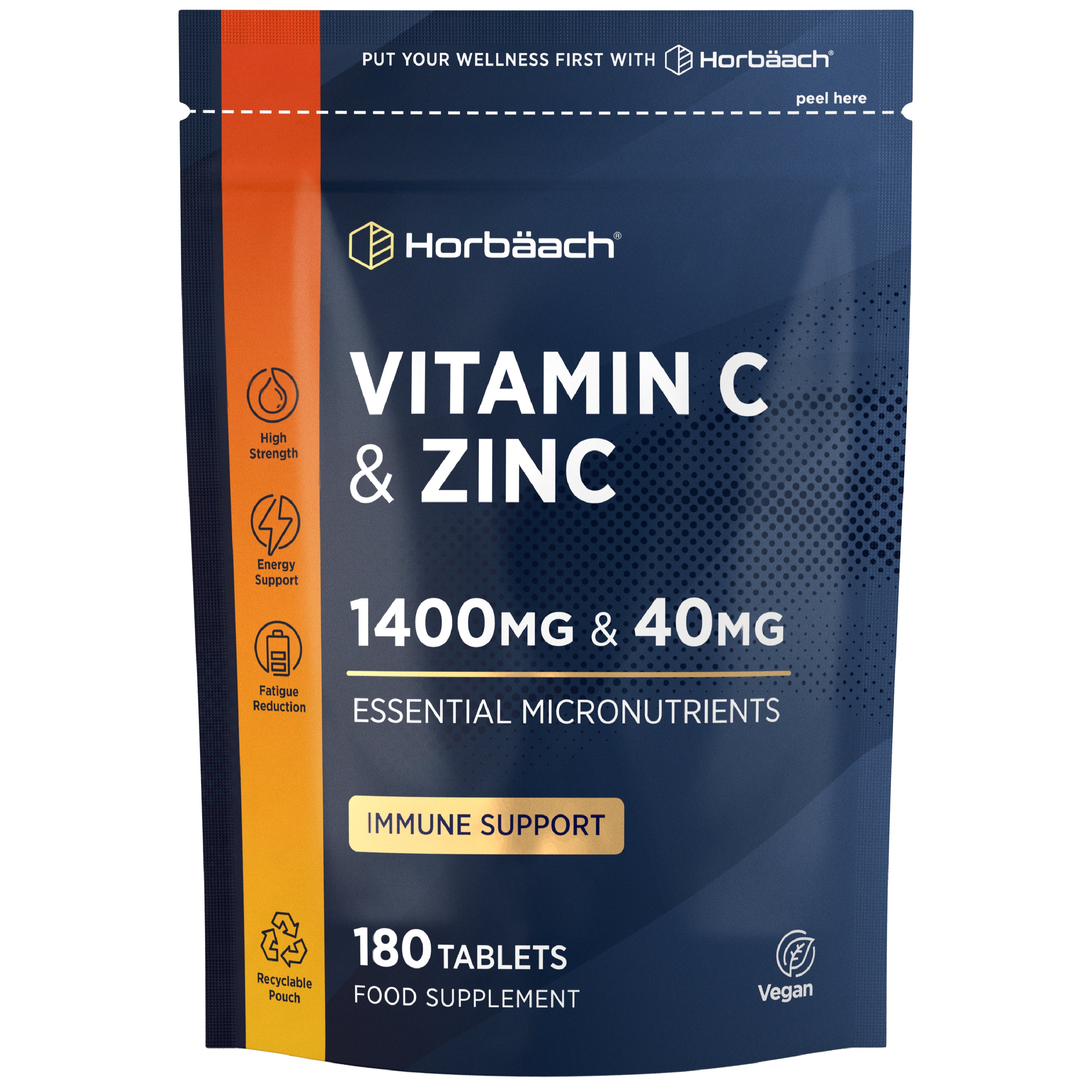 Vitamin C 1400 mg and Zinc 40 mg | 180 Tablets