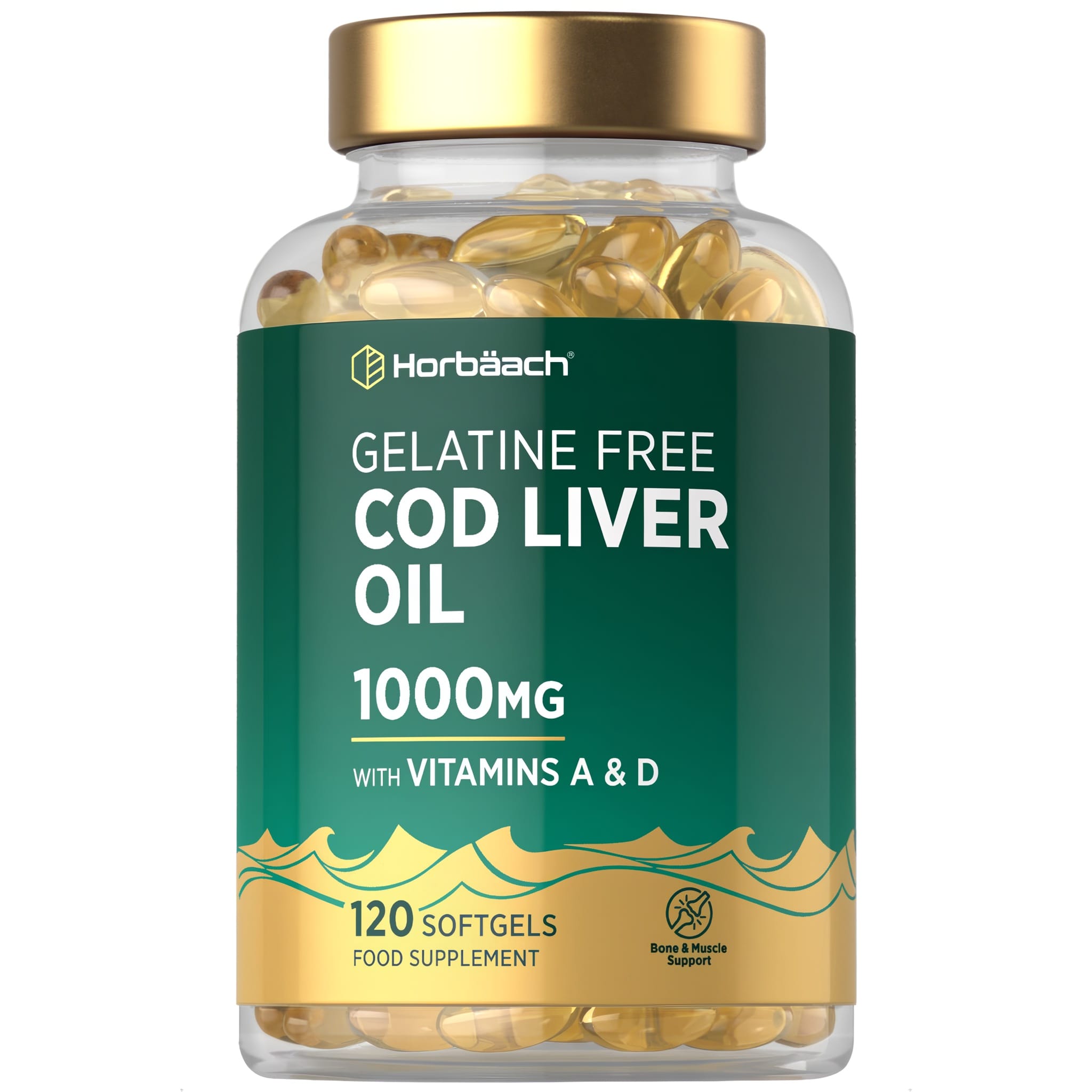 Cod Liver Oil Gelatine Free 1241 mg | 120 Softgels