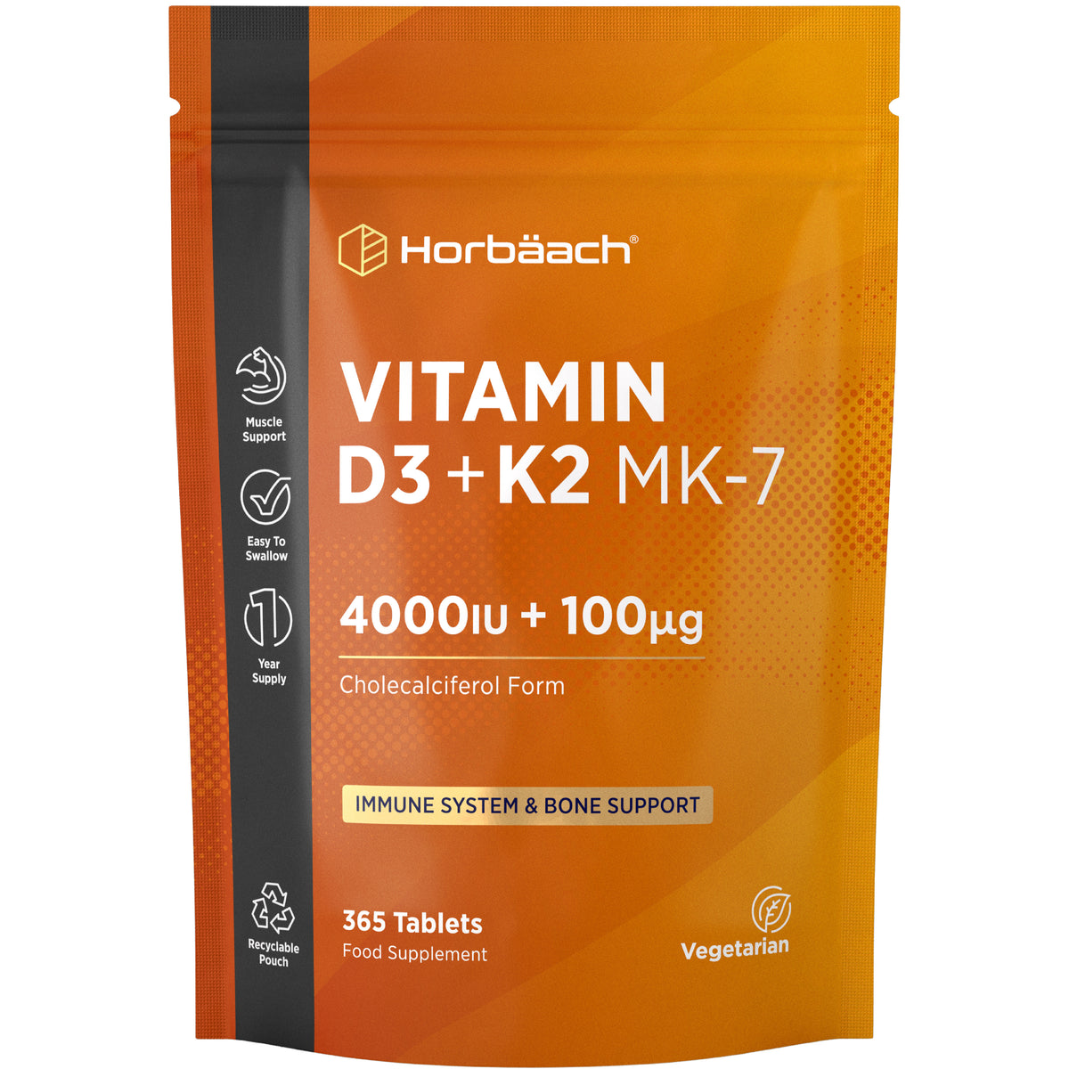 Vitamin D3 4000 IU & K2 MK7 100 µg | 365 Tablets