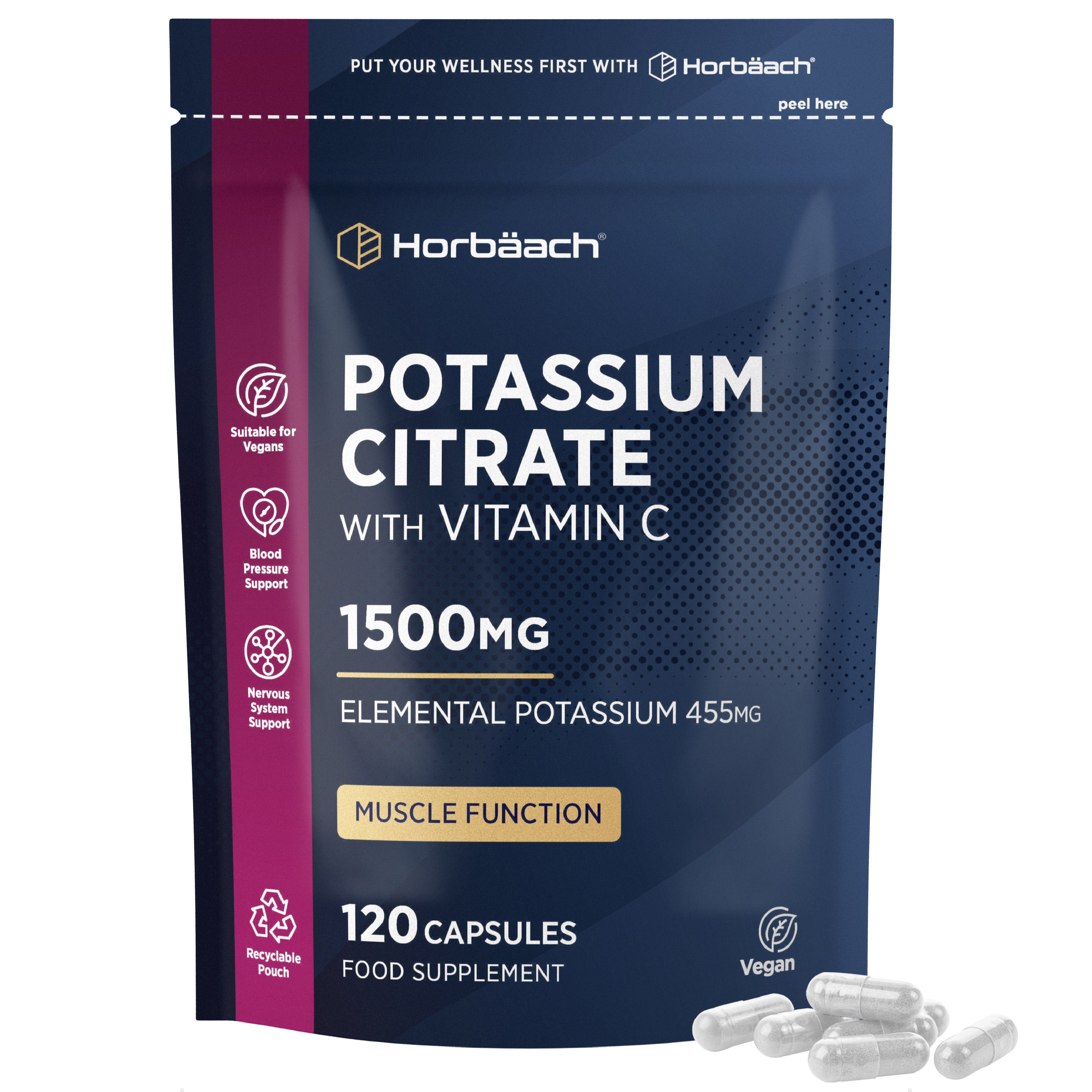 Potassium Citrate 1500 mg with Vitamin C | 120 Capsules