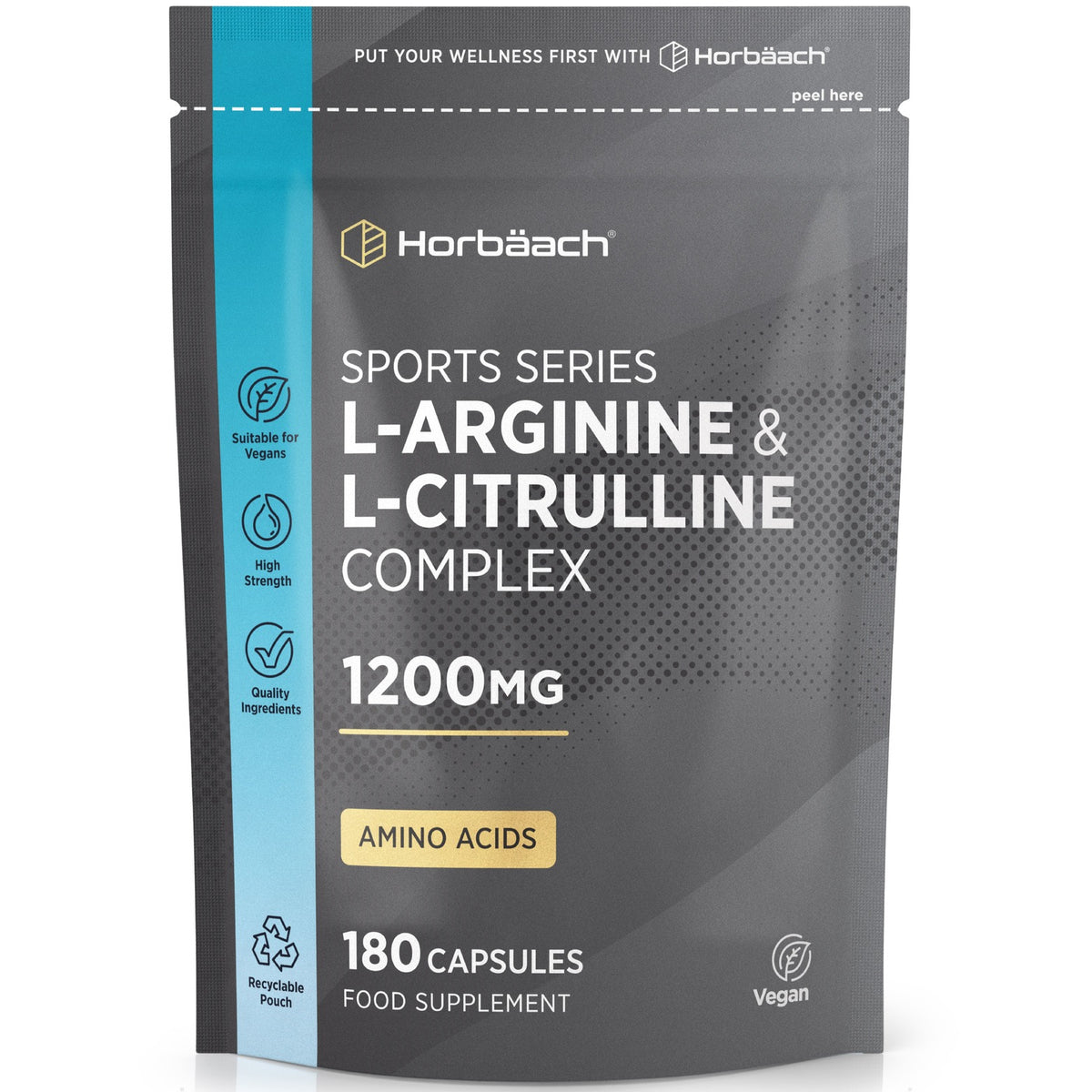L-Arginine and L-Citrulline 1200 mg | 180 Capsules