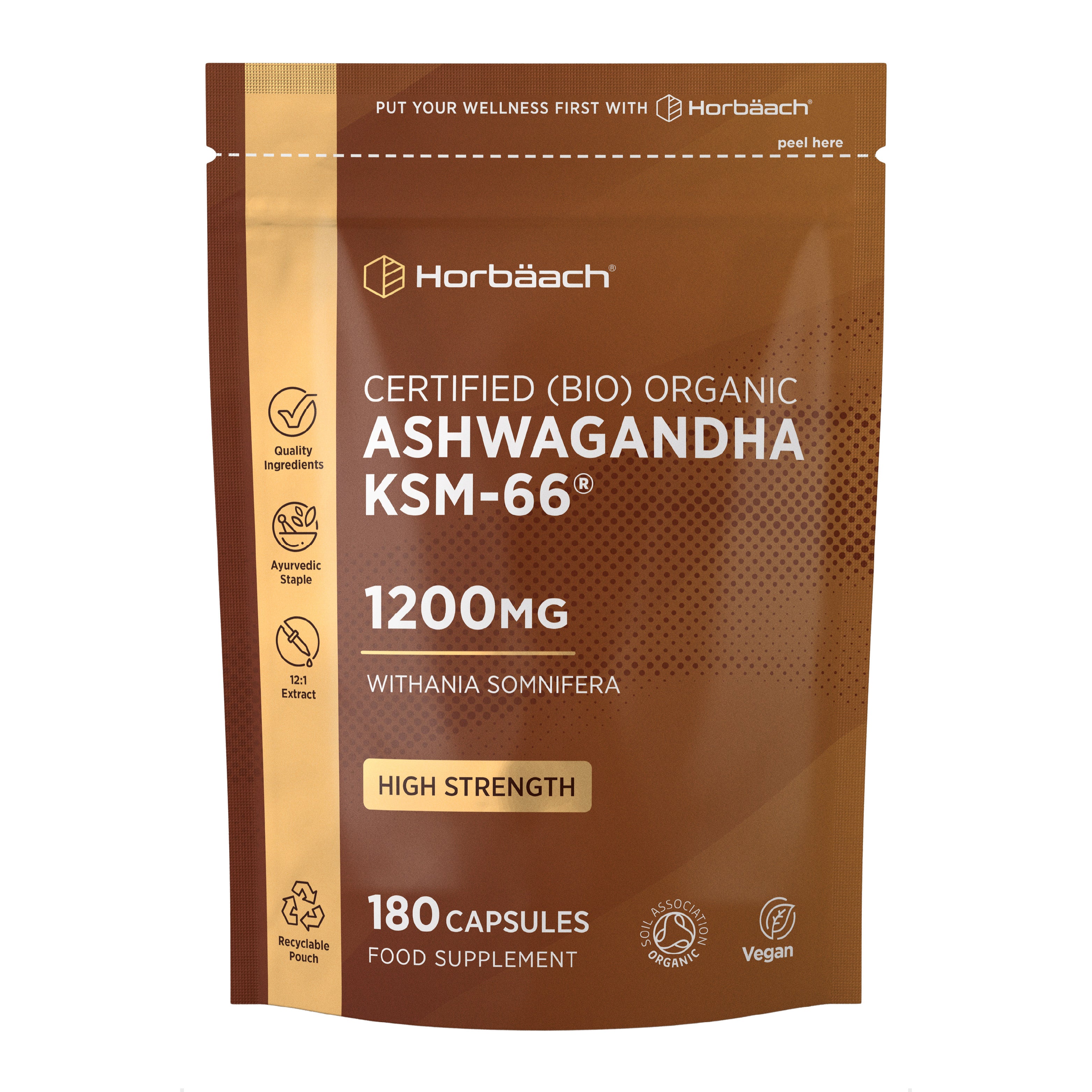 Ashwagandha KSM-66 1200 mg | Organic | 120 Capsules