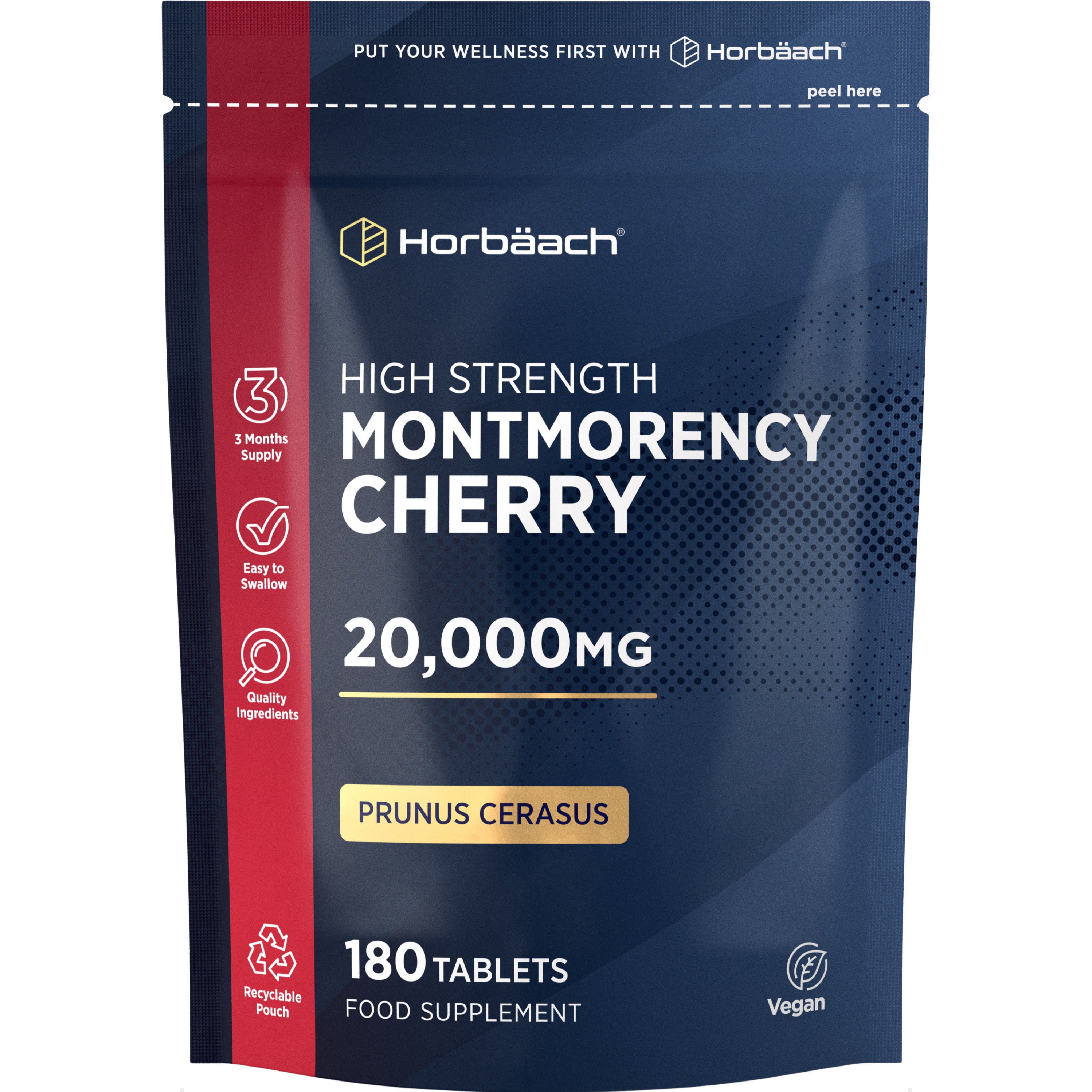 Montmorency Cherry 20,000mg 180 tablets, a food supplement for health support.