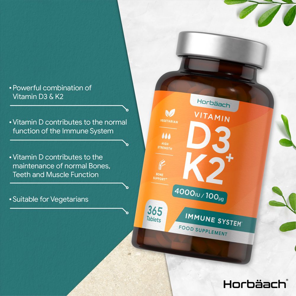 Vitamin D3 4000 IU & K2 MK7 100 µg | 365 Tablets