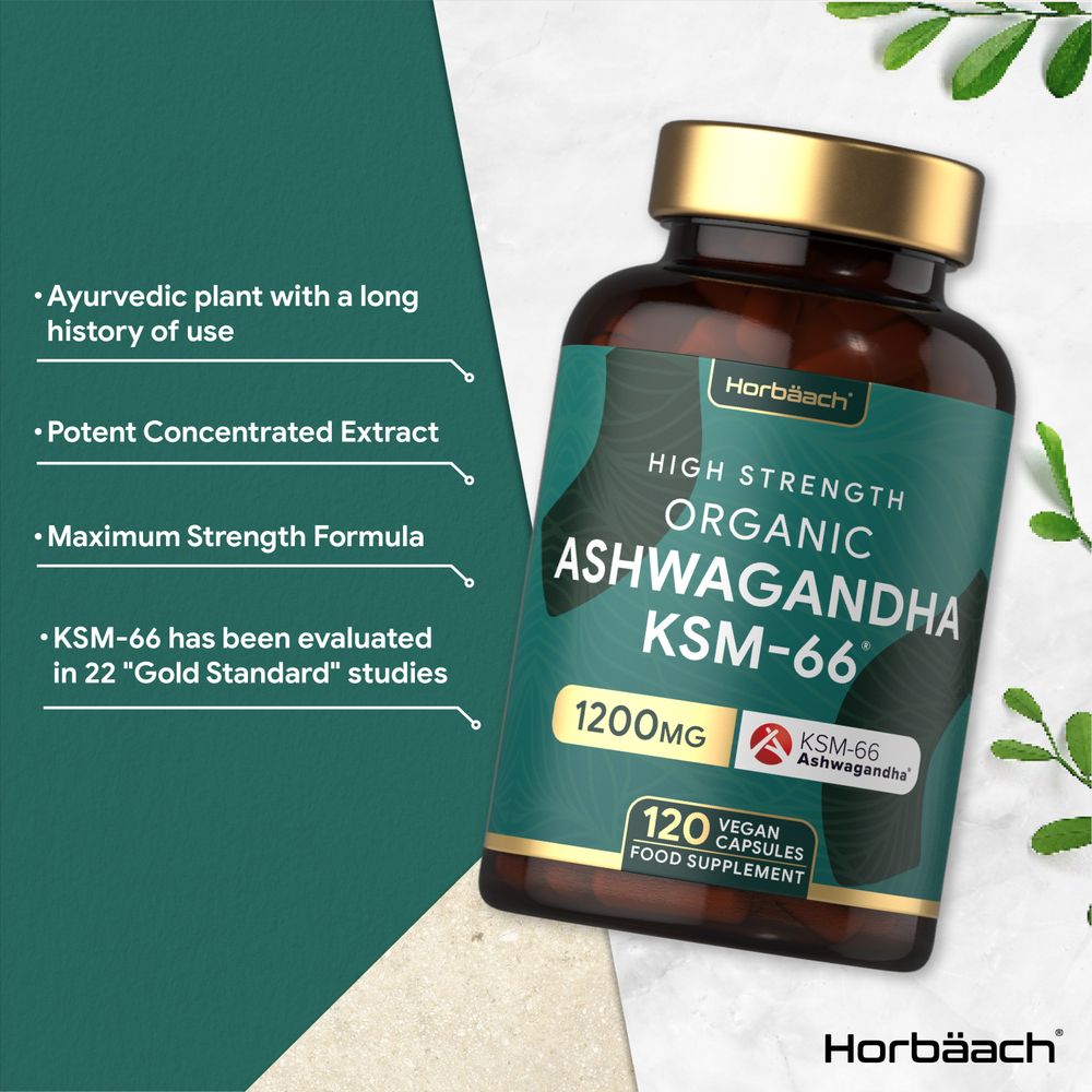 Ashwagandha KSM-66 1200 mg | Organic | 120 Capsules