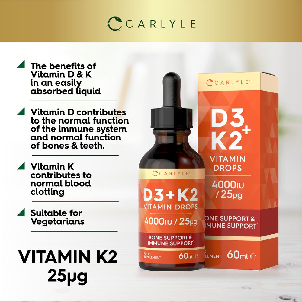 Vitamin D3 4000 IU and Vitamin K2 MK7 25 µg | 60 mL