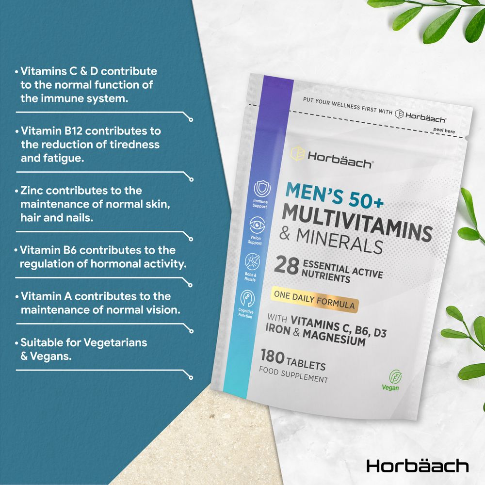 Multivitamins and Mineral for Men 50 Plus | 180 Tablets