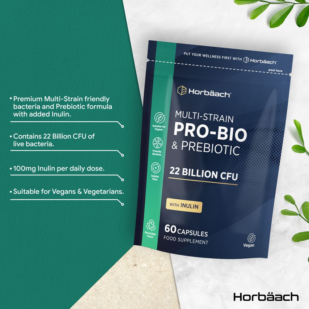 Multi-Strain Bio Cultures with Prebiotic 22 Billion CFU | 60 Capsules