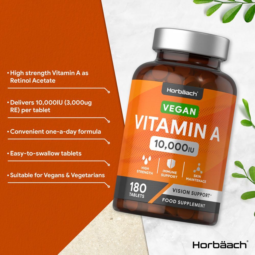 Vitamin A 10,000 IU | Vegan | 180 Tablets