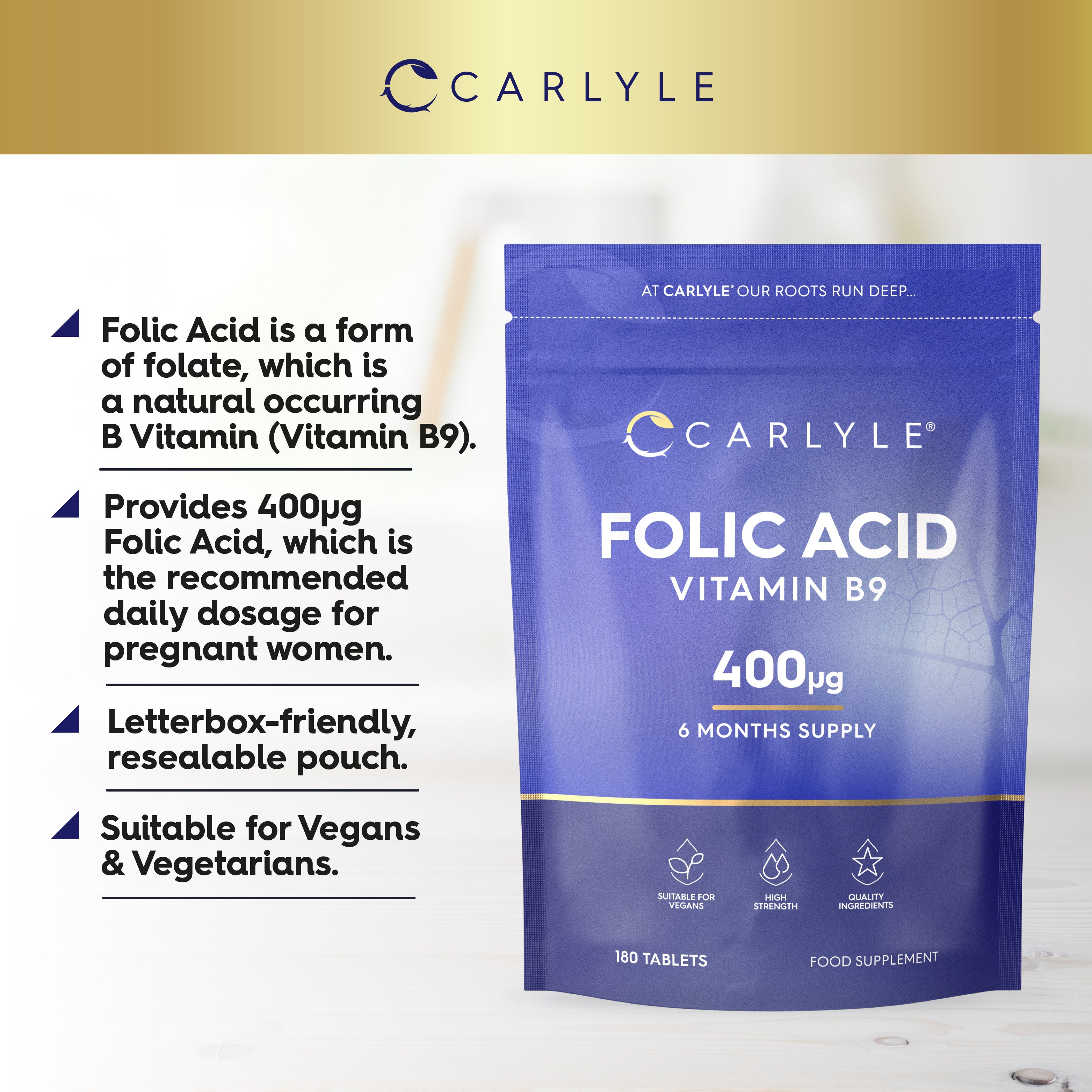 Folic Acid 400 ug | 180 Tablets