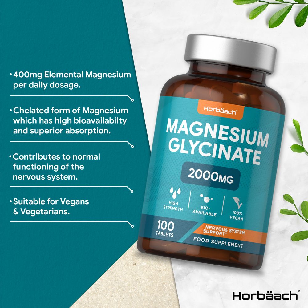 Magnesium Glycinate 2000 mg | 100 Tablets