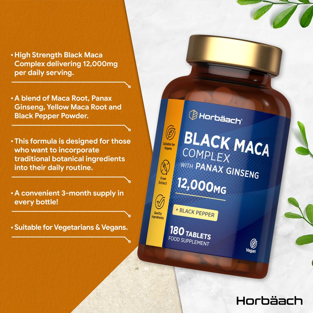 Black Maca Root Complex 12,000 mg | 180 Tablets