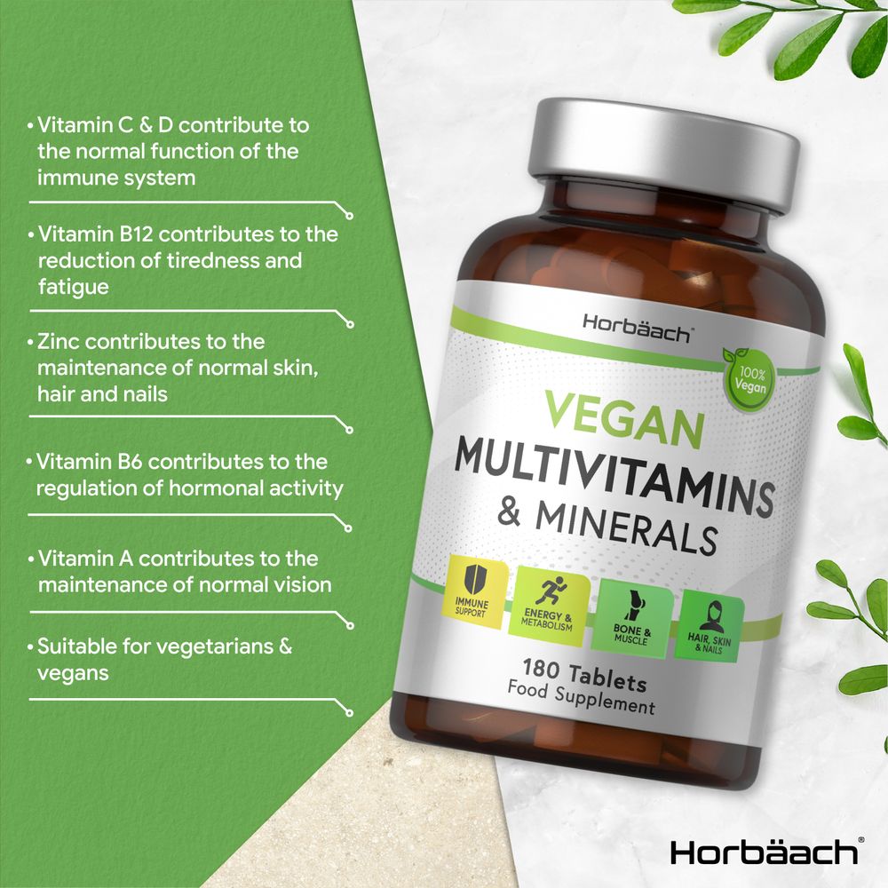 Multivitamins and Minerals | Vegan | 180 Tablets
