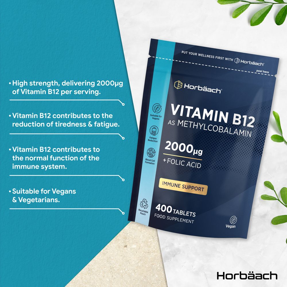 Vitamin B12 2000 mcg with Folic Acid | 400 Tablets