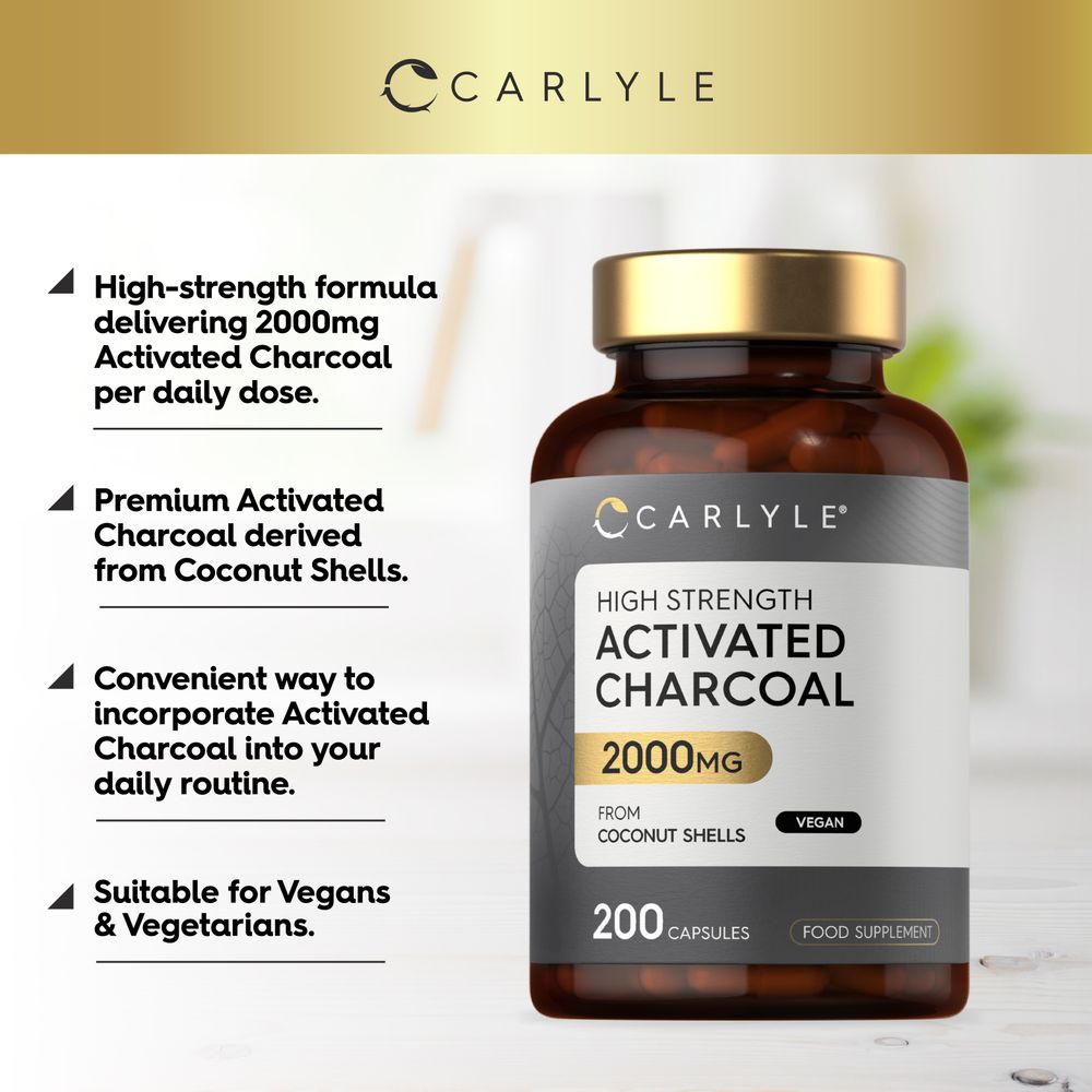 Activated Charcoal 2000 mg | 200 Capsules