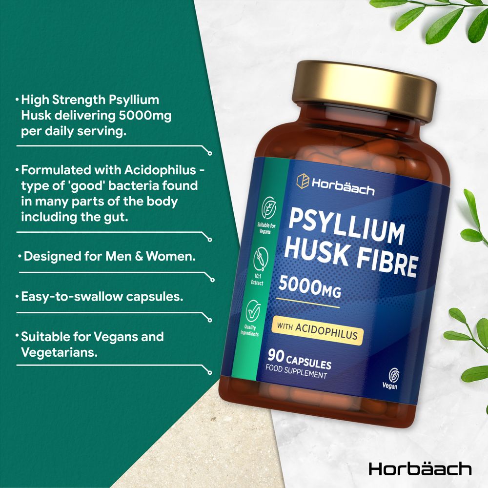 Psyllium Husk with Biotics 5000 mg | 90 Capsules