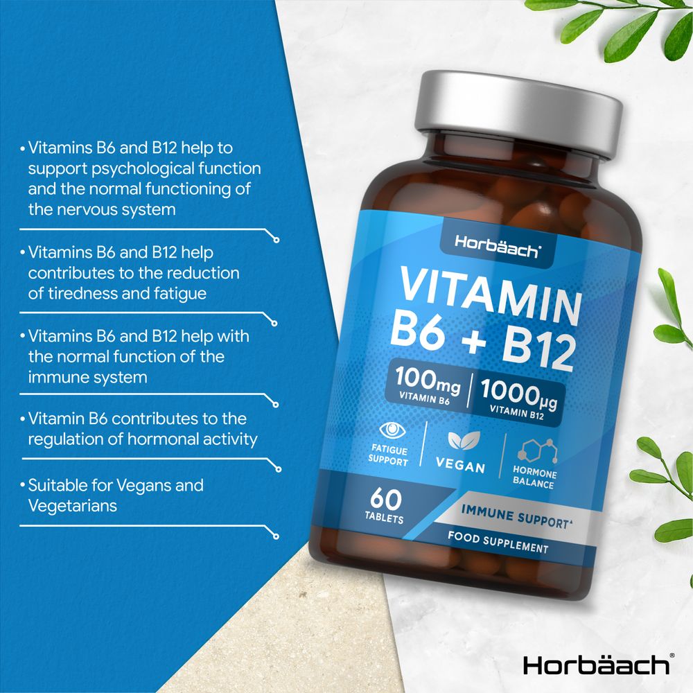 Vitamin B6 100 mg & B12 1000 mcg | 60 Tablets