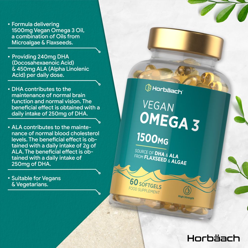 Omega 3 1500 mg | Vegan | 60 Softgels