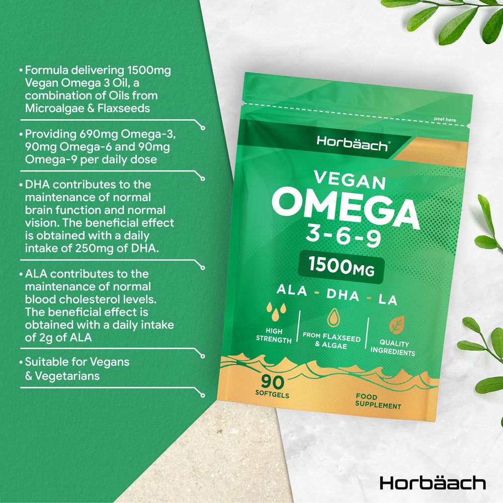 Omega 3-6-9 1500 mg | Vegan | 90 Softgels