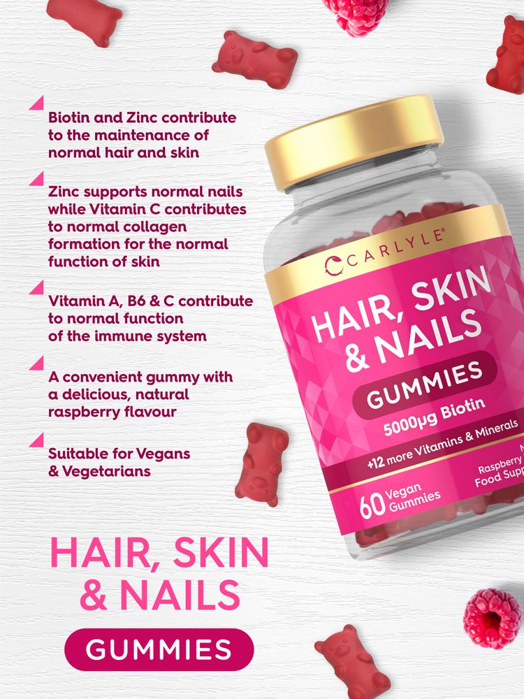 Hair Skin and Nails Vitamins | 60 Gummies