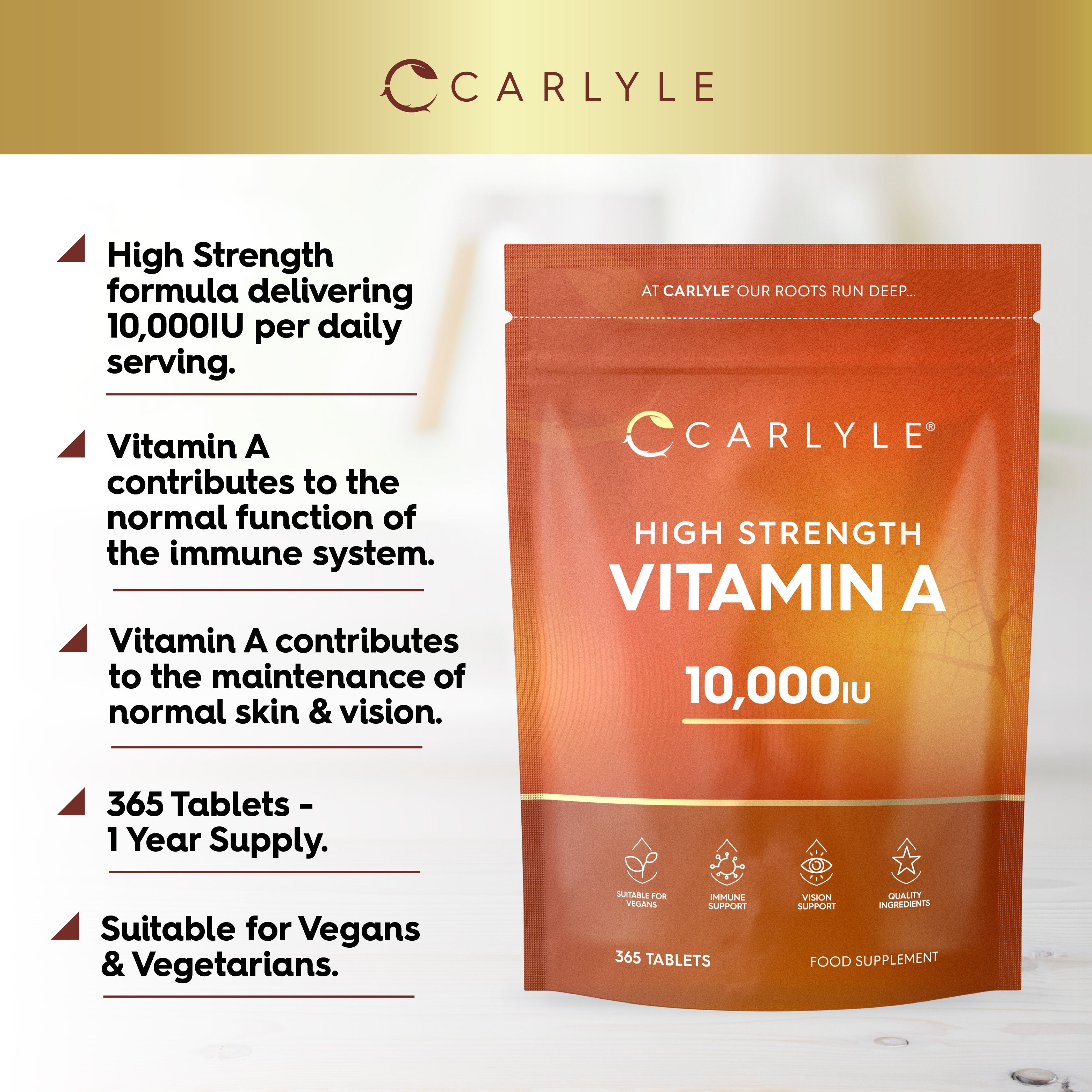 Vitamin A 10,000 IU | 365 Tablets