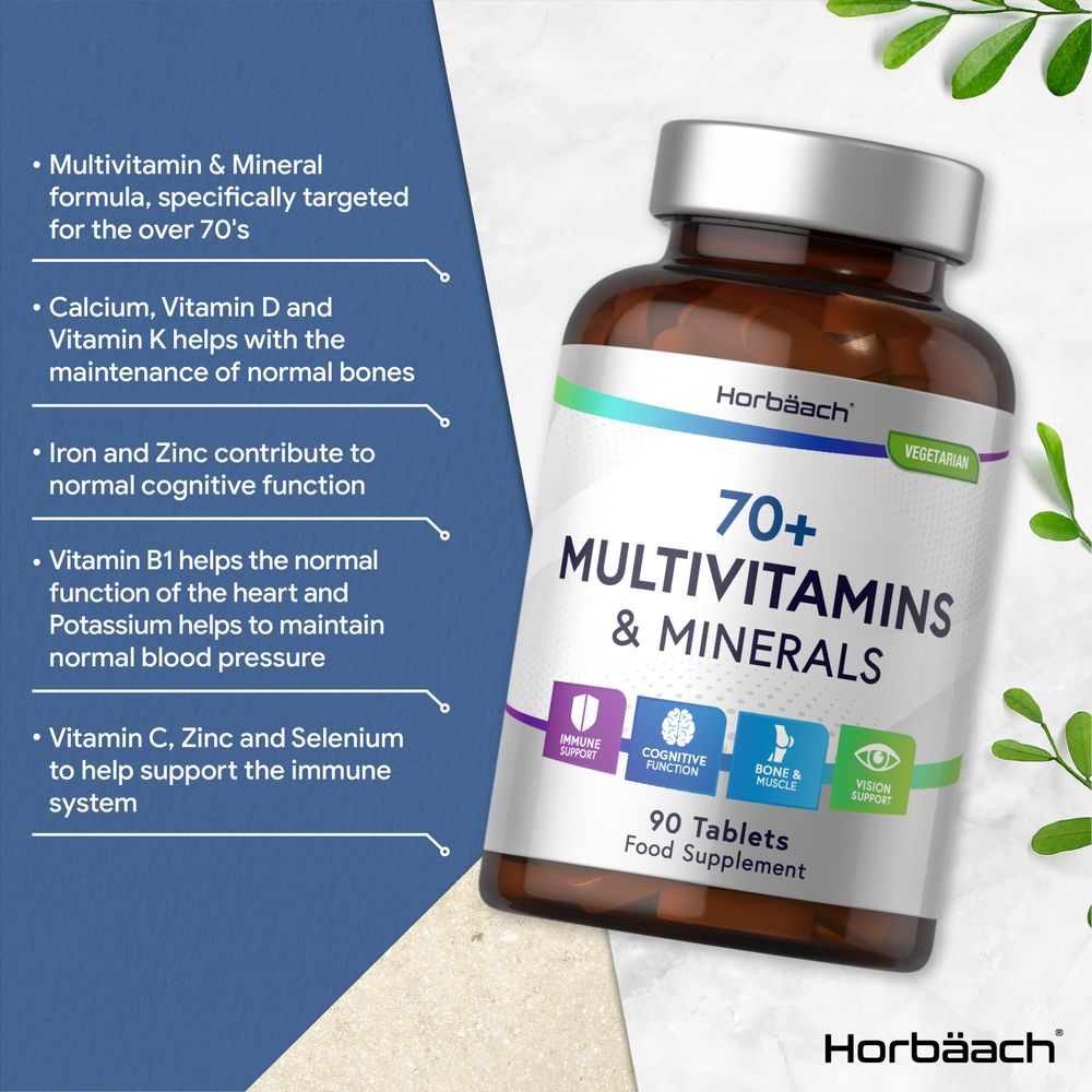 Multivitamins and Minerals for Adults 70 Plus | 90 Tablets