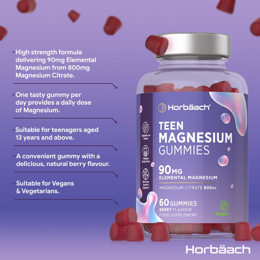 Magnesium for Teens 90 mg | 60 Gummies