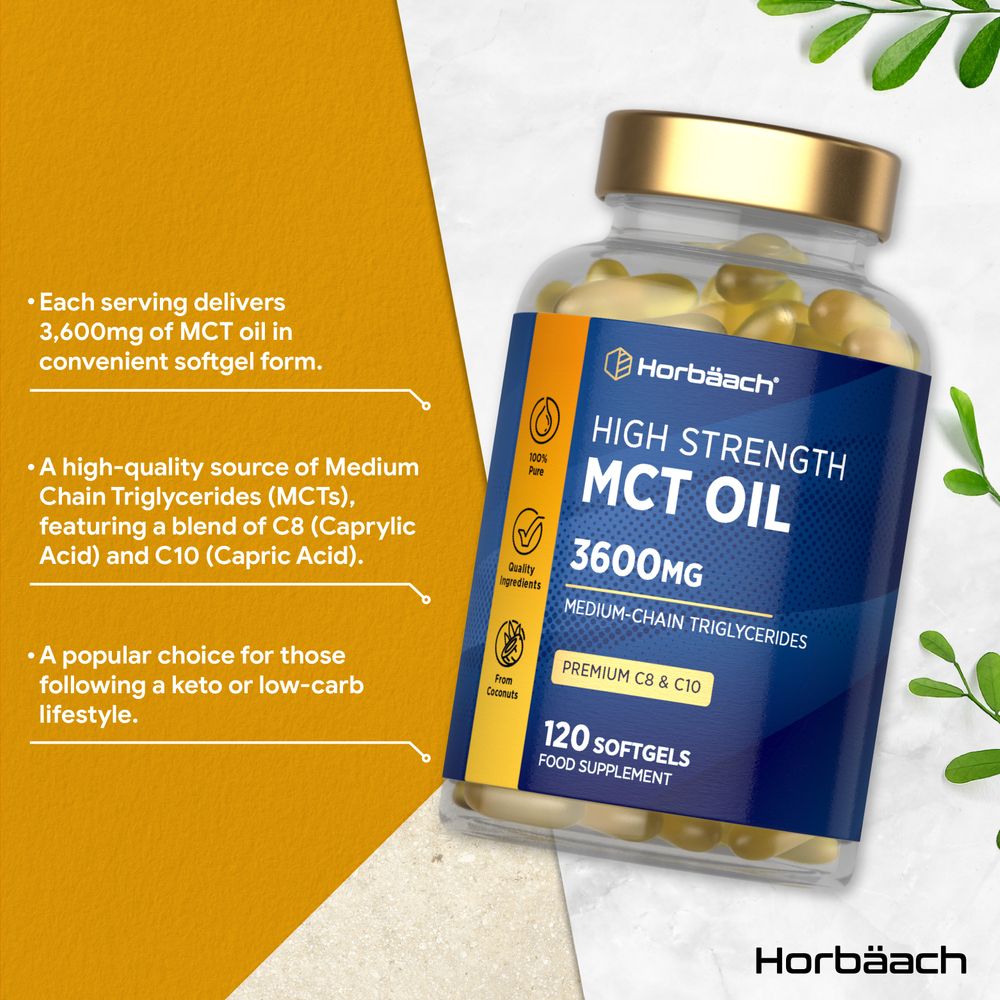 MCT Oil 3600 mg | C8 & C10 | 120 Softgels