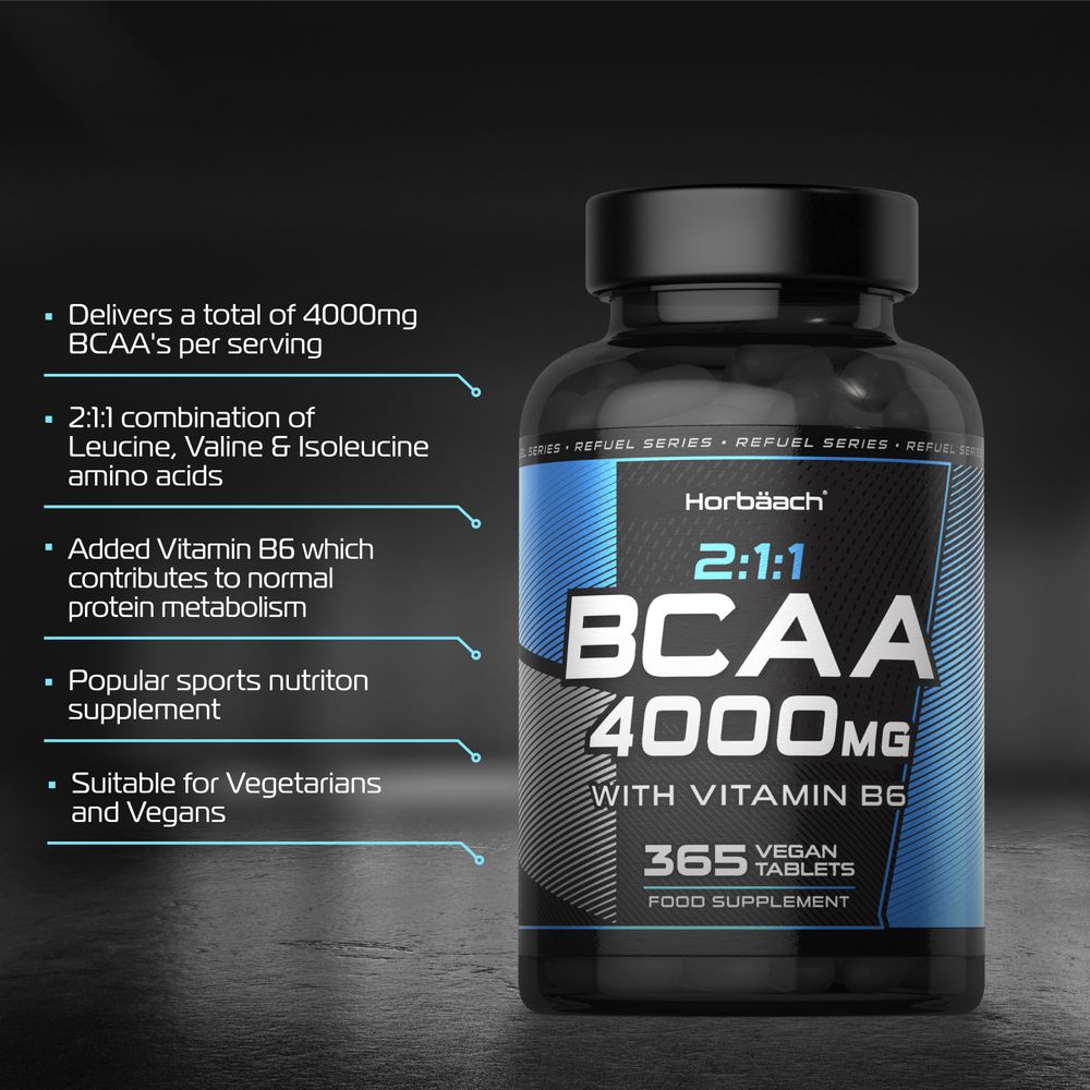 BCAA 4000 mg with Vitamin B6 | 365 Tablets