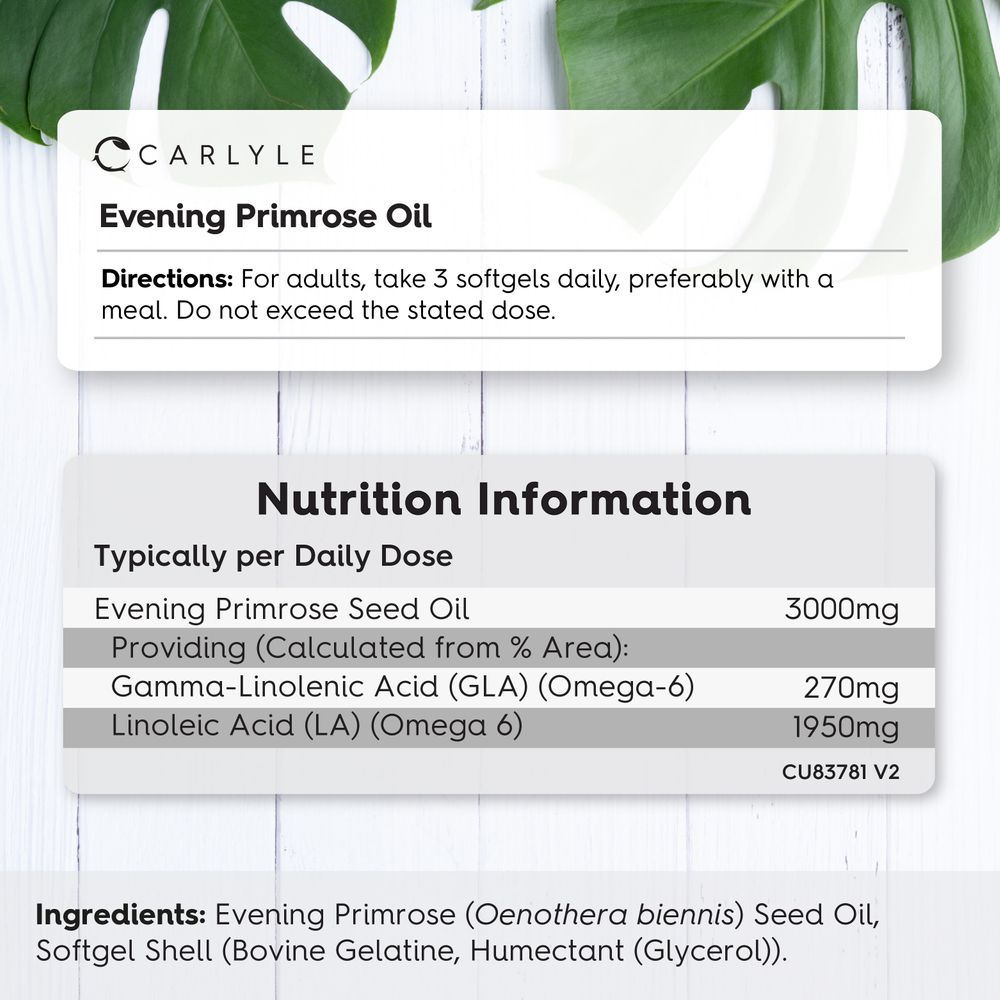 Hand holding Evening Primrose Oil 3000mg softgels, showcasing a bulk scale measurement.