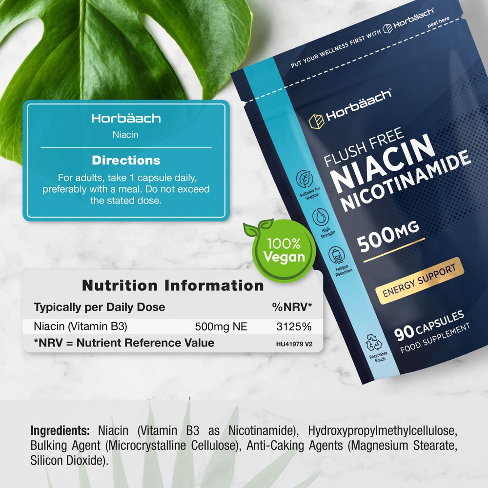 Vitamin B3 Niacin 500 mg | 90 Capsules